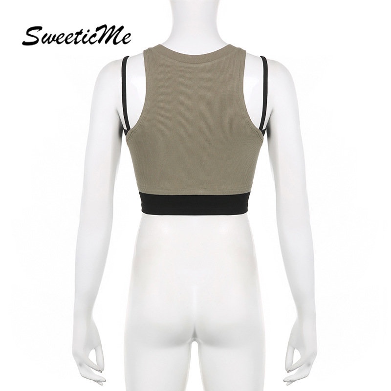 Áo Tank Top Cổ Chữ U Phối Màu Tương Phản Thời Trang 2023 Cho Nữ