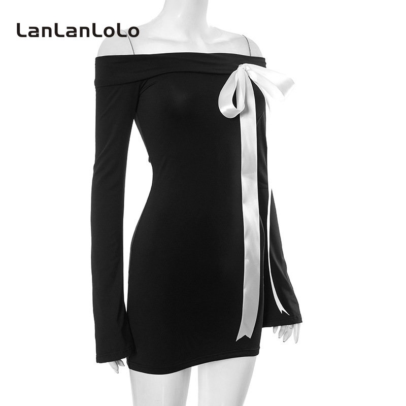 Đầm Dài Tay Trễ Vai Màu Trơn Thời Trang 2023 Cho Nữ