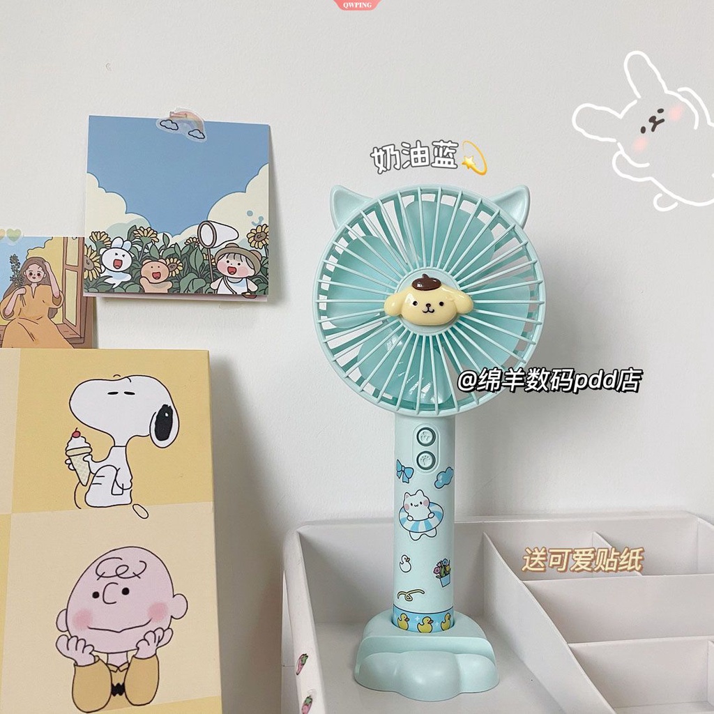 Quạt Điện USB Cầm Tay Hình Cinnamoroll Dễ Thương Có Đèn Ngủ / Sạc Lại Được