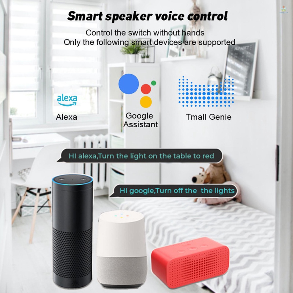 Mô Đun Công Tắc WIFI Mini Thông Minh 3CH Có Chức Năng Điều Khiển Giọng Nói Tương Thích Với Google Assistant Amazon Alexa LED 300W, 10A