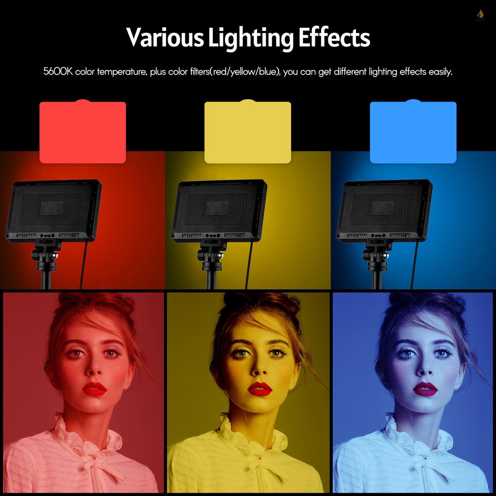 Đèn LED 2 * 180K 5600K + 2 Giá Đỡ Ba Chân Để Bàn Andoer Có Thể Điều Chỉnh Độ Sáng° Bộ Chuyển Đổi Gắn Xoay Được + Bộ Lọc Màu Đỏ / Vàng 8 * 8