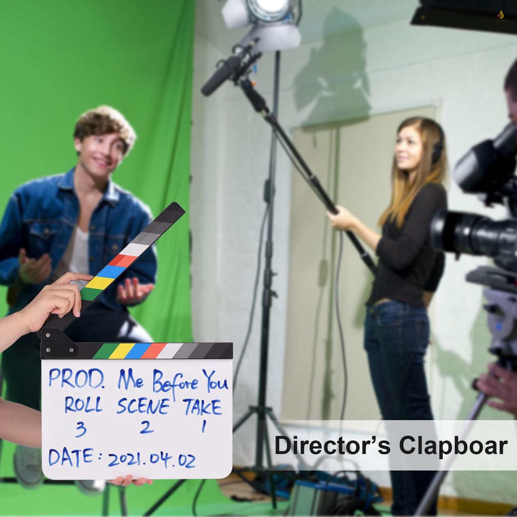 (mynivn) Bảng Clapboard 30 * 24cm / 12 * 9in Acrylic Cắt Nhỏ Làm Đạo Cụ Quay Phim Với Que Nhiều Màu Sắc