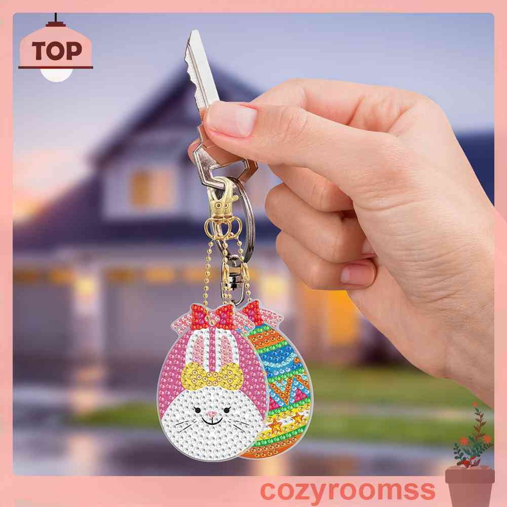 Bộ 5 Móc Khóa Đính Đá Tự Làm Toàn Diện Họa Tiết Phục Sinh Dễ Thương