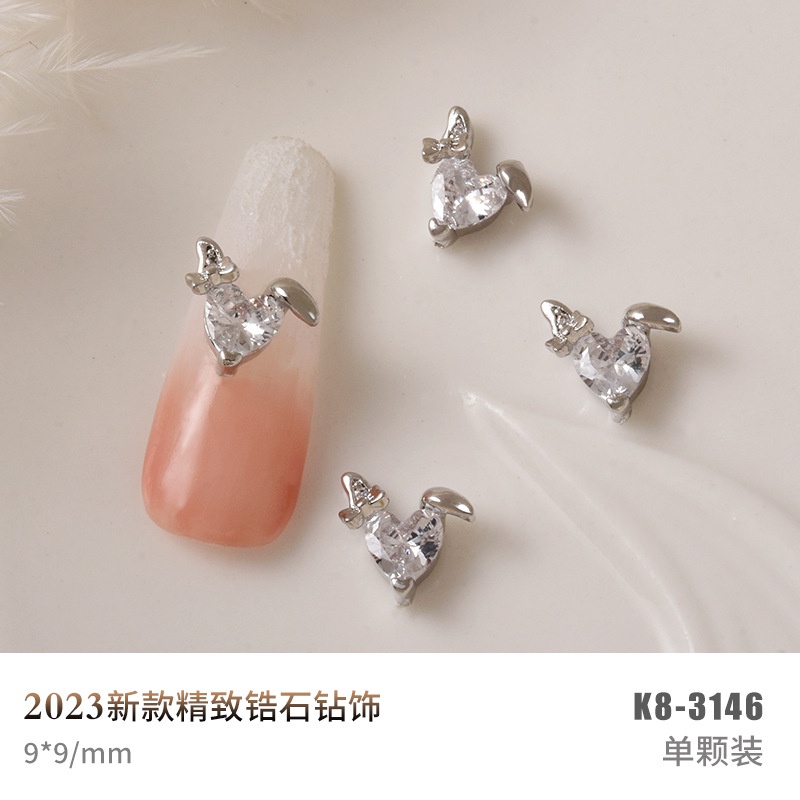 Charm thỏ đính đá trang trí móng dễ thương, phụ kiện nail