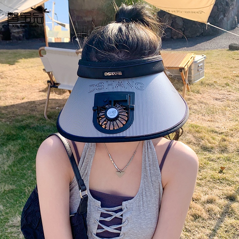 Mũ Lưỡi Trai Chống Nắng Mùa Hè Hở Chóp Có Quạt Nhỏ Che Mặt Mới Cho Trẻ Em