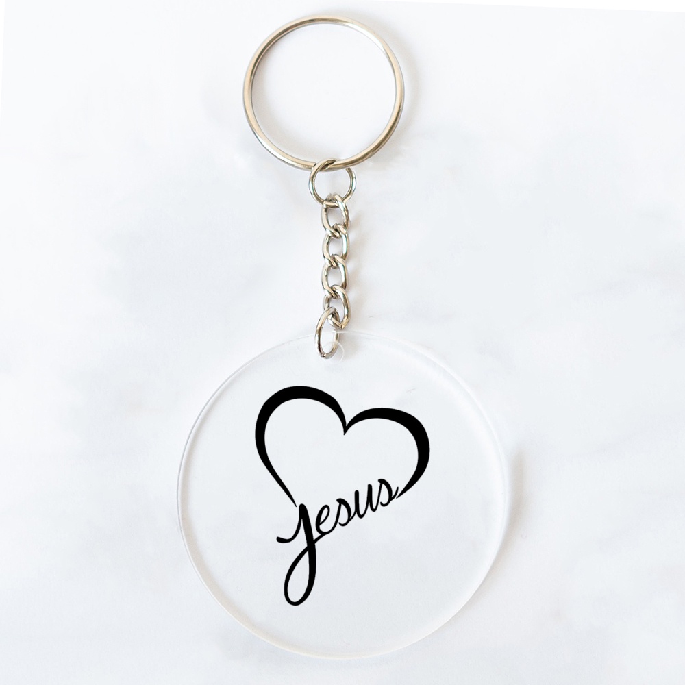 Móc Khóa Tròn Trong Suốt In Hình Chúa jesus