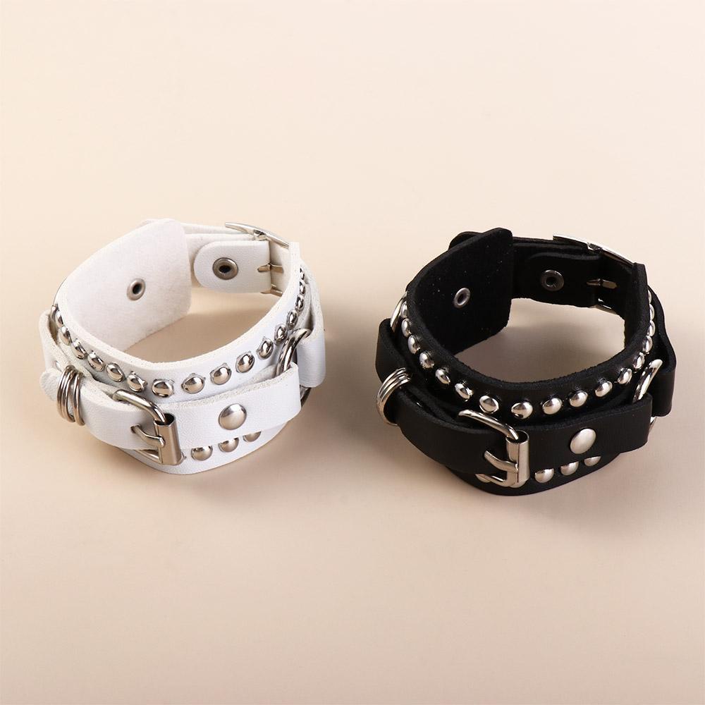 Vòng Tay Da PU Thiết Kế Khóa Kim Loại Phong Cách Hip Hop Cho Cặp Đôi