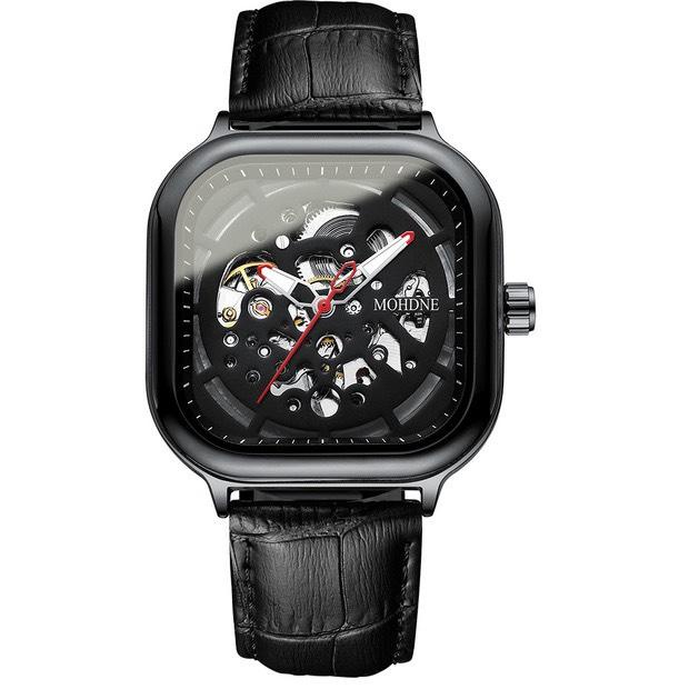 Đồng Hồ Cơ Nam MOHNE MO1 Mặt Vuông Siêu Chất Dây Da Cực Đẹp