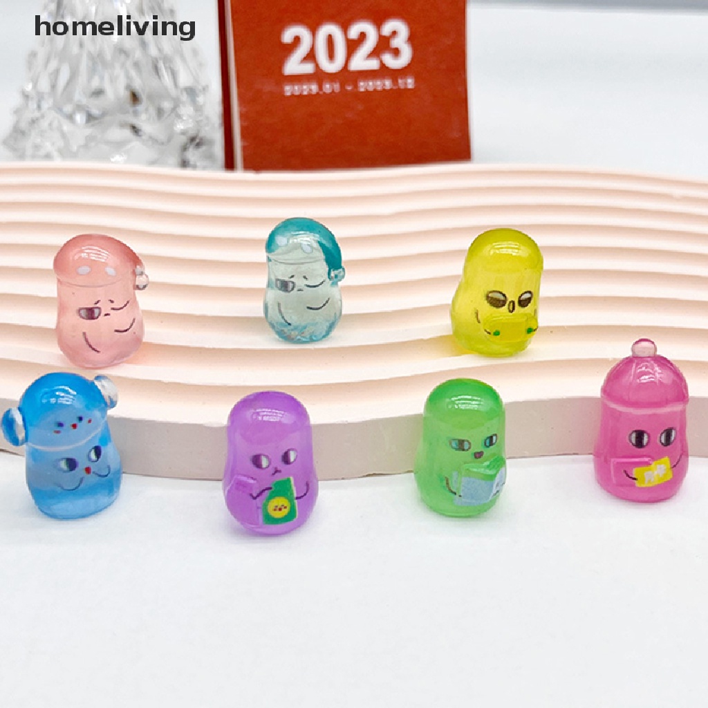 Set 2 Mô Hình Xe Hơi Hạt Đậu Đỏ Mini Bằng Nhựa Resin Dạ Quang Trang Trí Sân Vườn