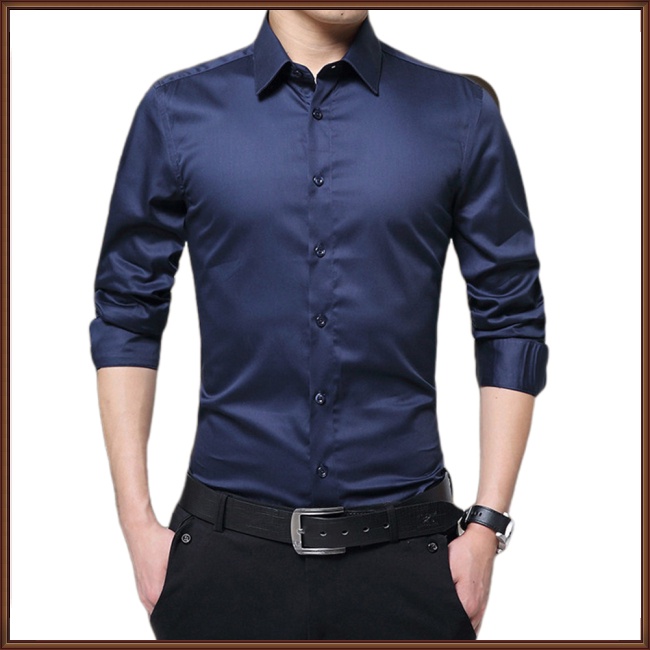 Áo Sơ Mi Dài Tay Màu Sắc Đơn Giản Lịch Lãm Cho Nam