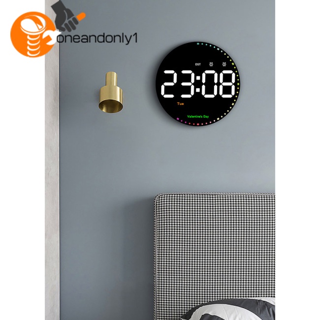 Đồng Hồ Báo Thức Kỹ Thuật Số Hình Tròn 10-inch Led 10 Cấp Độ Sáng Kèm Điều Khiển Từ Xa Cho Phòng Khách