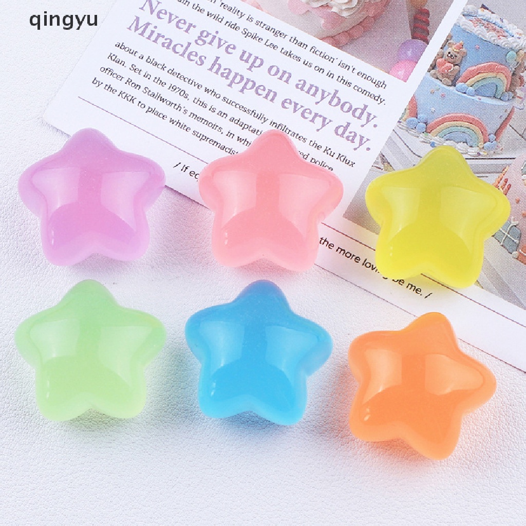 Bộ 5 Đồ trang trí Ngôi Sao / Trái Tim Hoạt Hình Mini Bằng Resin Phát Sáng Trang Trí Tiểu Cảnh