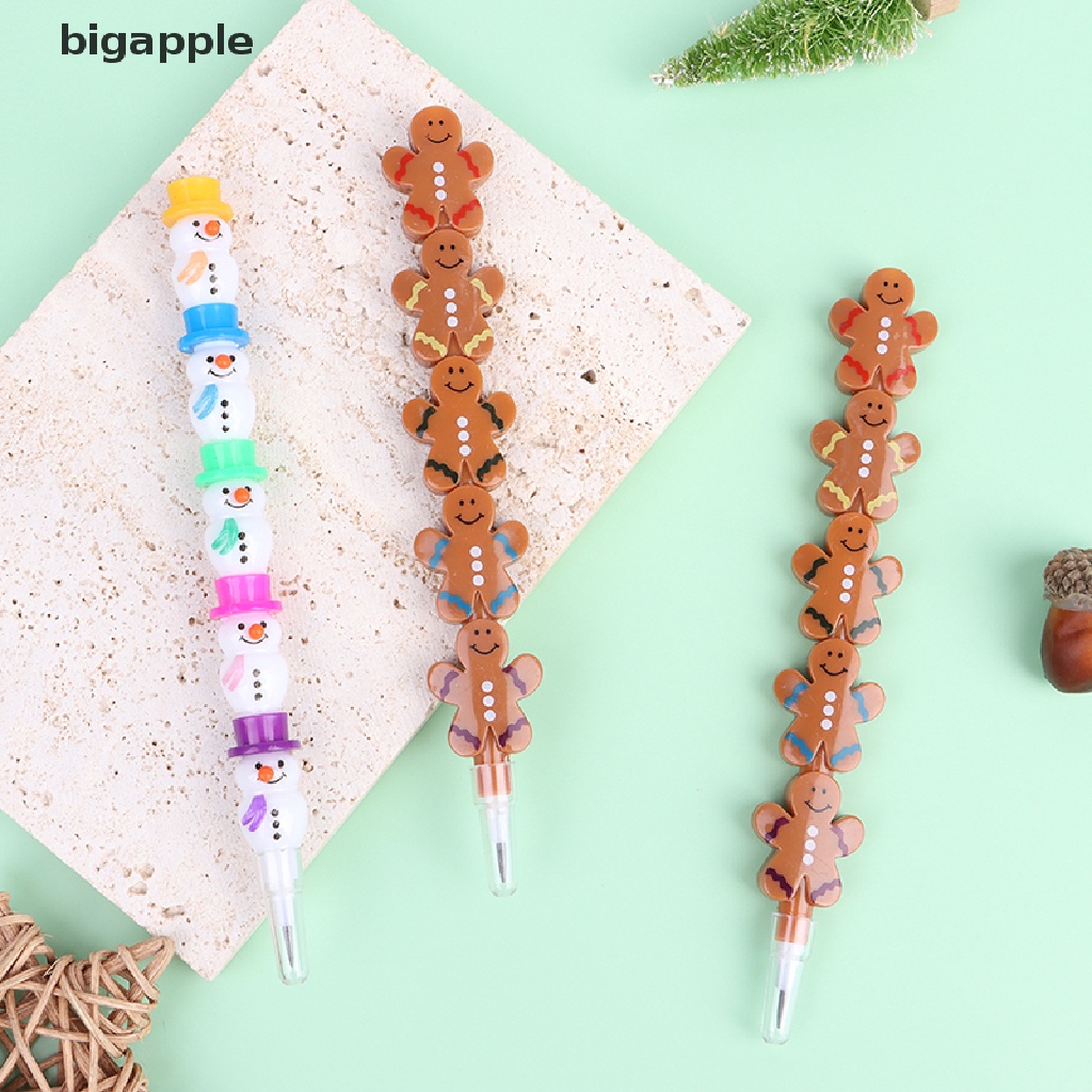 Bigapple Bộ 5 Bút Chì Vẽ Xếp Chồng Lên Nhau Hình Bánh Gừng Giáng Sinh Dành Cho Học Sinh RDG