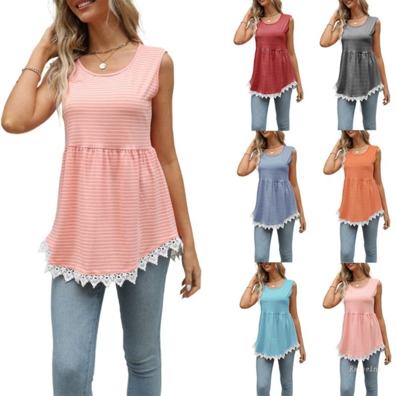 Áo Hai Dây Mùa Hè Viền Ren In Họa Tiết Đơn Giản Cho Nữ