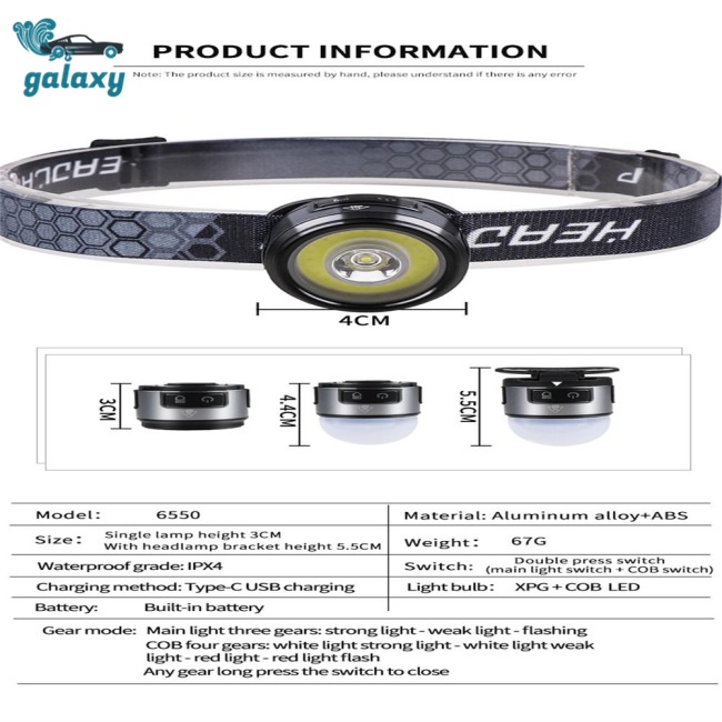 Đèn Led Đeo Đầu Siêu Nhẹ Có Móc Kẹp Tiện Dụng Khi Đi Cắm Trại