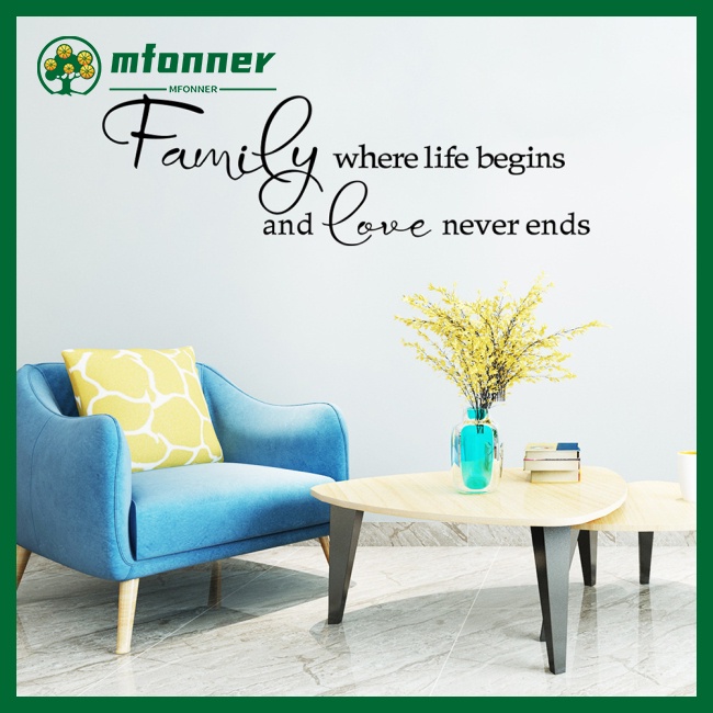 Miếng Dán Tường Trang Trí Nội Thất Phòng Khách Hình Chữ Family Love Sricker Chống Thấm Nước