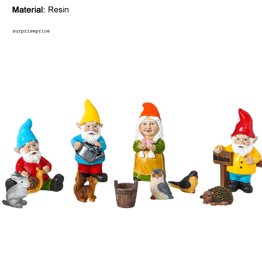 Spa Set 10 Bức Tượng Gnomes Vẽ Tay Cho Nhà Búp Bê