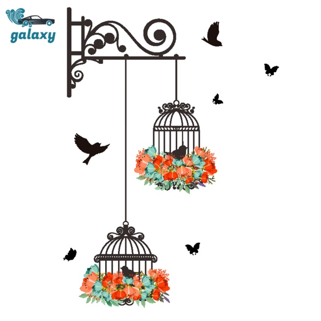 Galaxy Miếng Dán Tường Trang Trí Hình Lồng Chim Dễ Thương