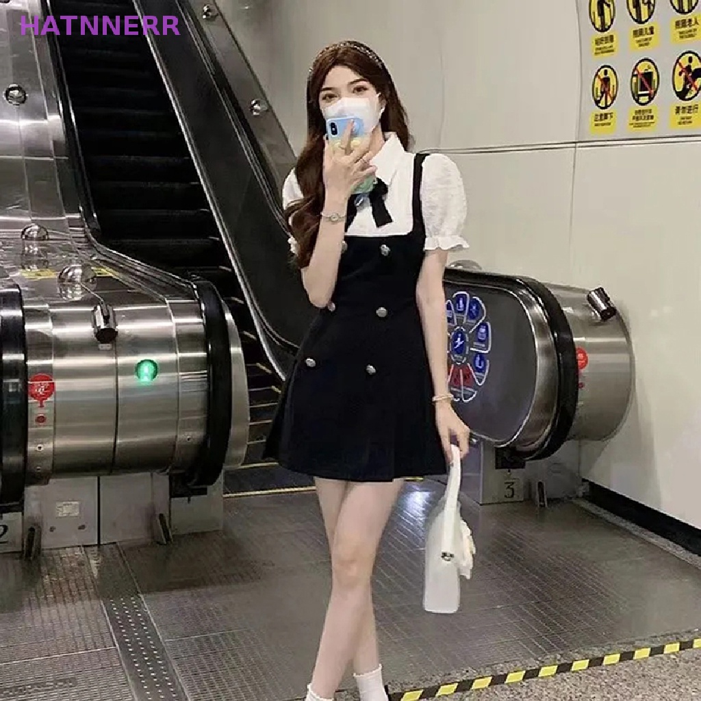 Đầm Mini Giả Hai Lớp Tay Phồng Phong Cách Pháp Thanh Lịch Cho Nữ FHS