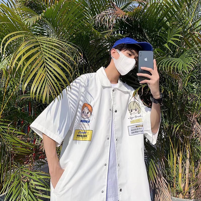 Áo Sơ Mi Ngắn Tay Dáng Rộng In Họa Tiết Thời Trang Mùa Hè Dành Cho Nam