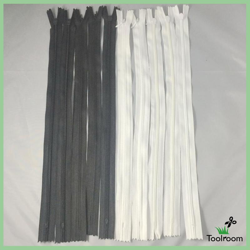 Bộ 10 Dây Khóa Kéo Bằng Nylon Màu Trắng Đen 40cm Cho Thợ May