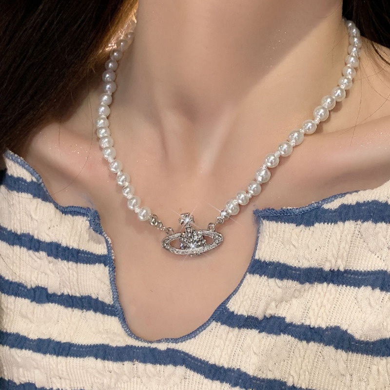 Saturn Vòng cổ Ngọc Trai Sang Trọng Phiên Bản Hàn Quốc niche Cao Cấp Cho Nữ Giới