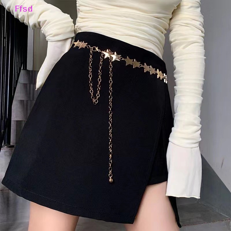 {Ffsd} Thắt Lưng Chuỗi Xích Bằng Hợp Kim Hình Ngôi Sao Năm Cánh Trang Trí Thời Thượng Với Váy Ngắn * Bán Chạy