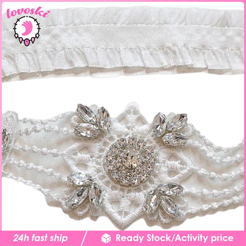 Set 2 Đai Nịt Bít Tất Ren Đính Đá Cho Cô Dâu