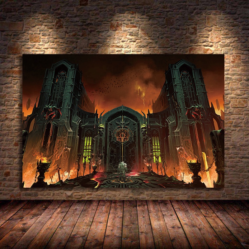 Tranh Sơn Dầu Trang Trí Hình DOOM Eternal (Tự Sơn)