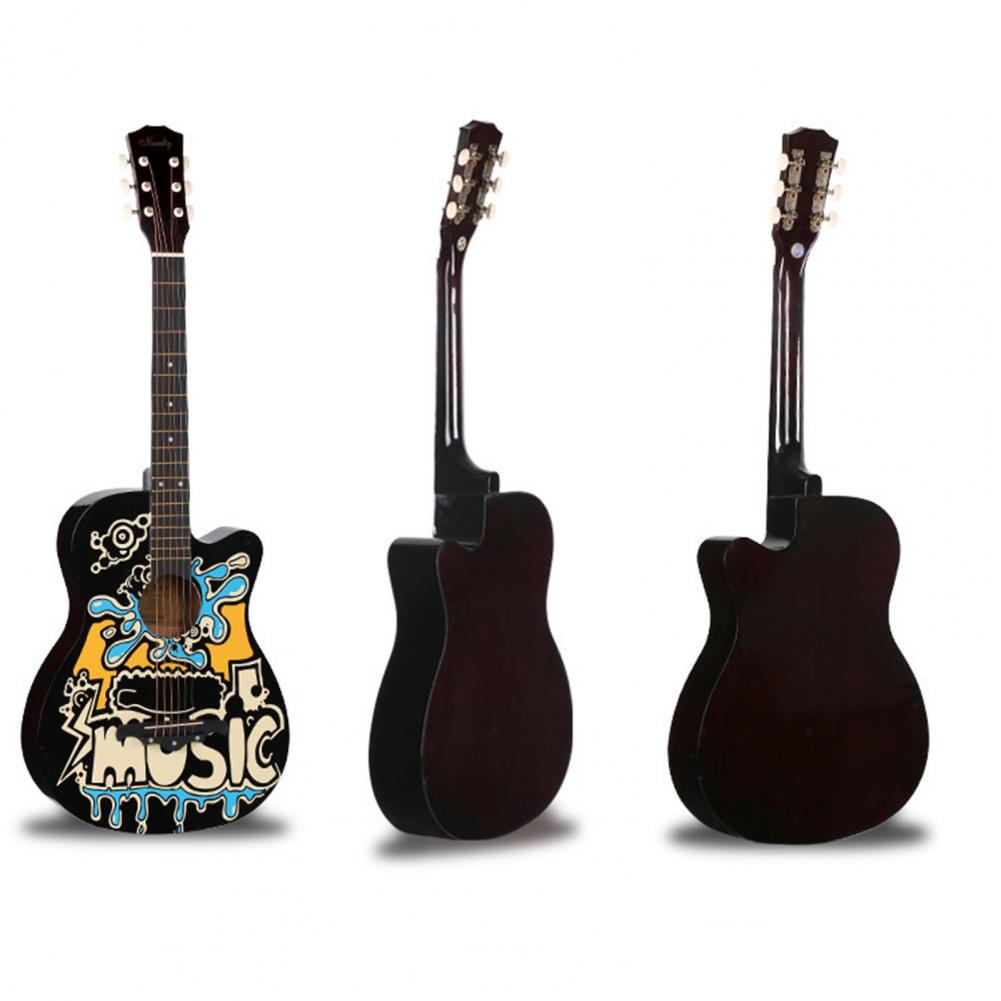 Đàn Guitar Gỗ 38in Graffiti Hoa Văn Mật Độ Cao Acoustic Cho Người Mới Bắt Đầu  AKOASM