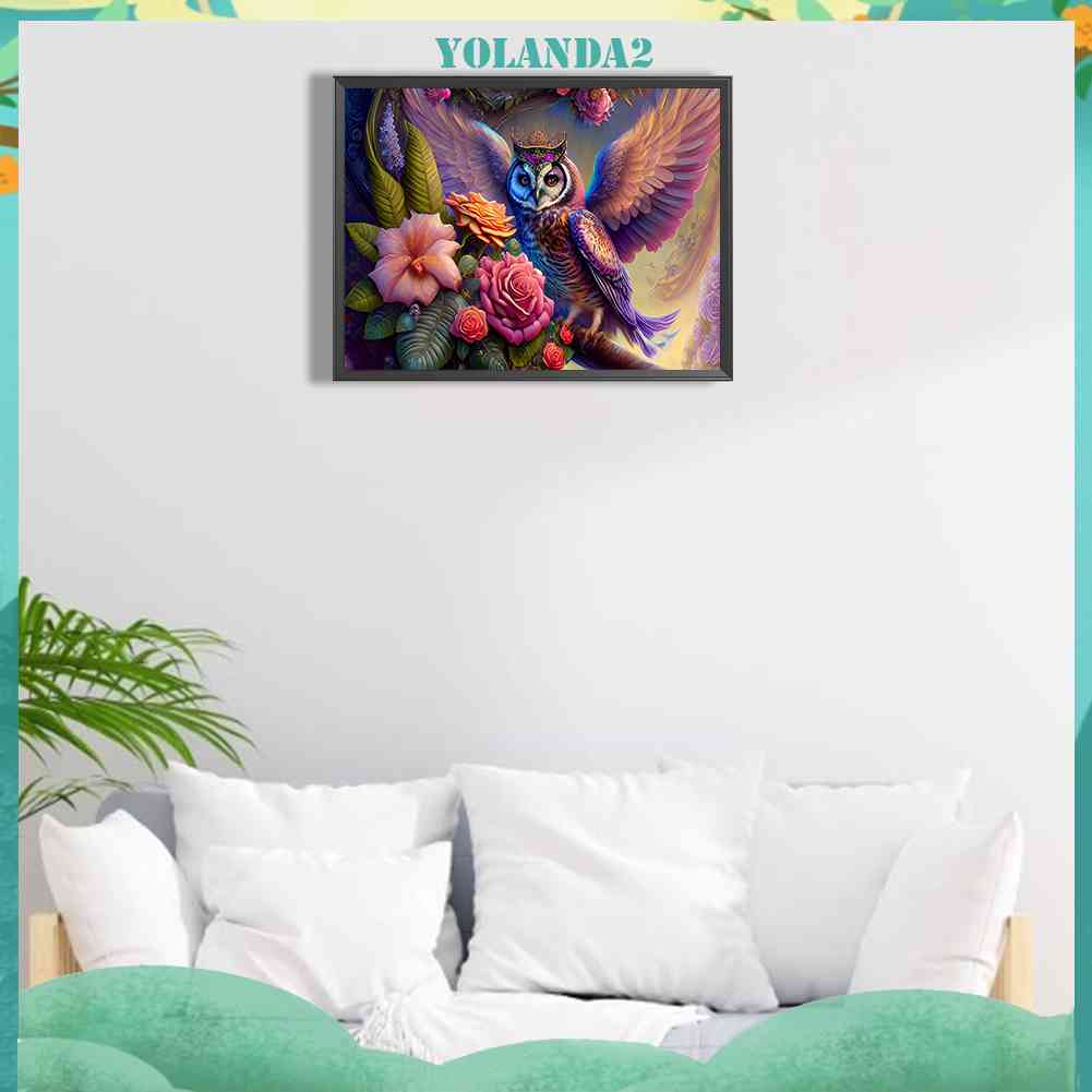 Tranh Đính Đá Kim Cương Toàn Bộ 5D DIY Hình Vẽ Hoa Chim Cú