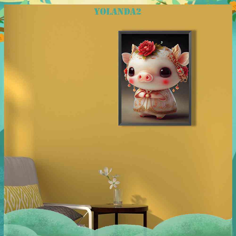 Tranh Đính Đá Kim Cương Toàn Bộ 5D DIY Hình Vẽ Heo