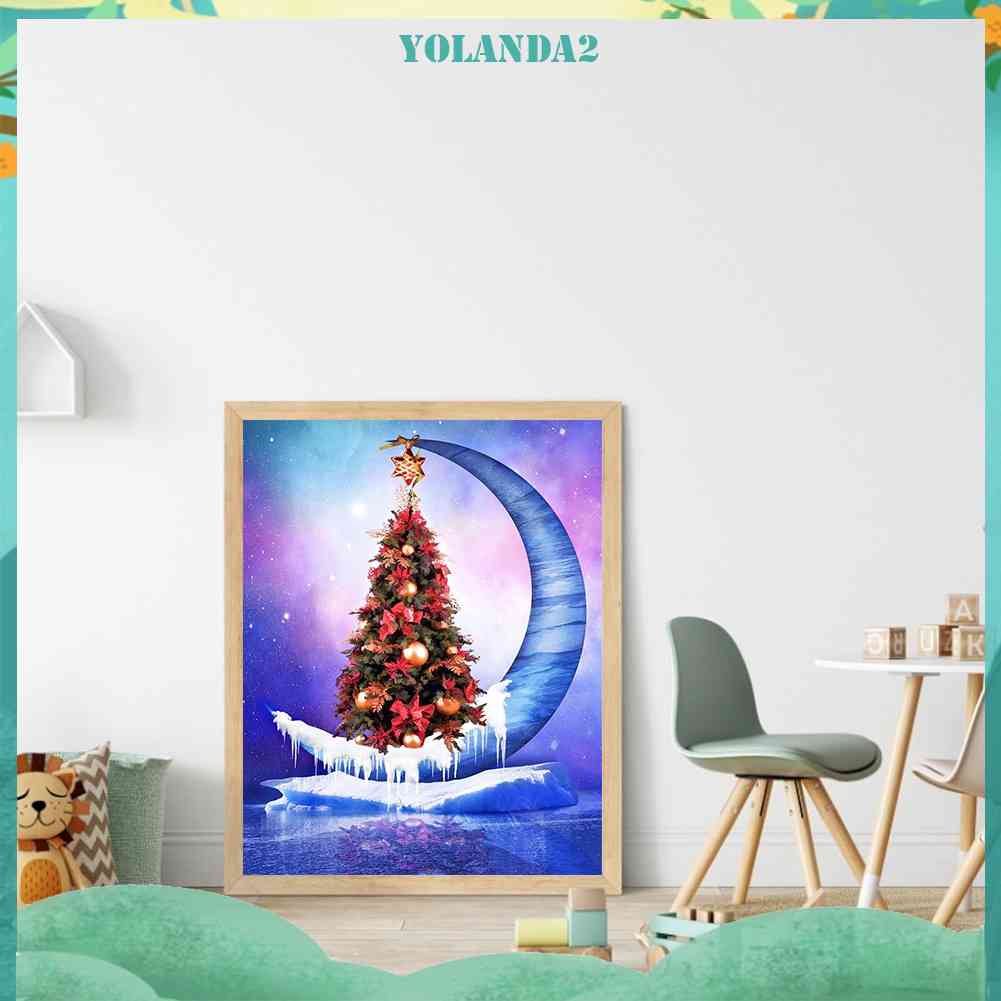 Tranh Đính Đá Kim Cương Toàn Bộ 5D DIY Hình Cây Thông Giáng Sinh