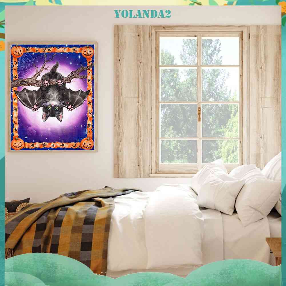 Tranh Đính Đá Kim Cương Toàn Bộ 5D DIY Hình Vẽ Mèo Dơi