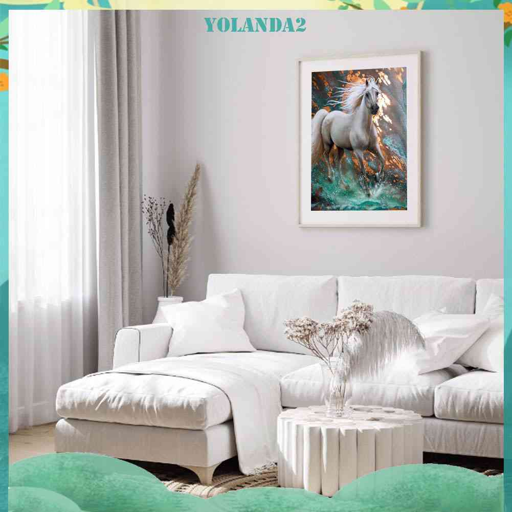 Bộ Tranh Đính Đá 5D Toàn Diện Họa Tiết Ngựa Trắng Độc Đáo DIY Dùng Trang Trí Nhà Cửa
