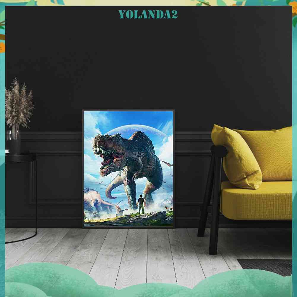 Tranh Đính Đá Kim Cương Toàn Bộ 5D DIY Hình Vẽ Khủng Long Lớn