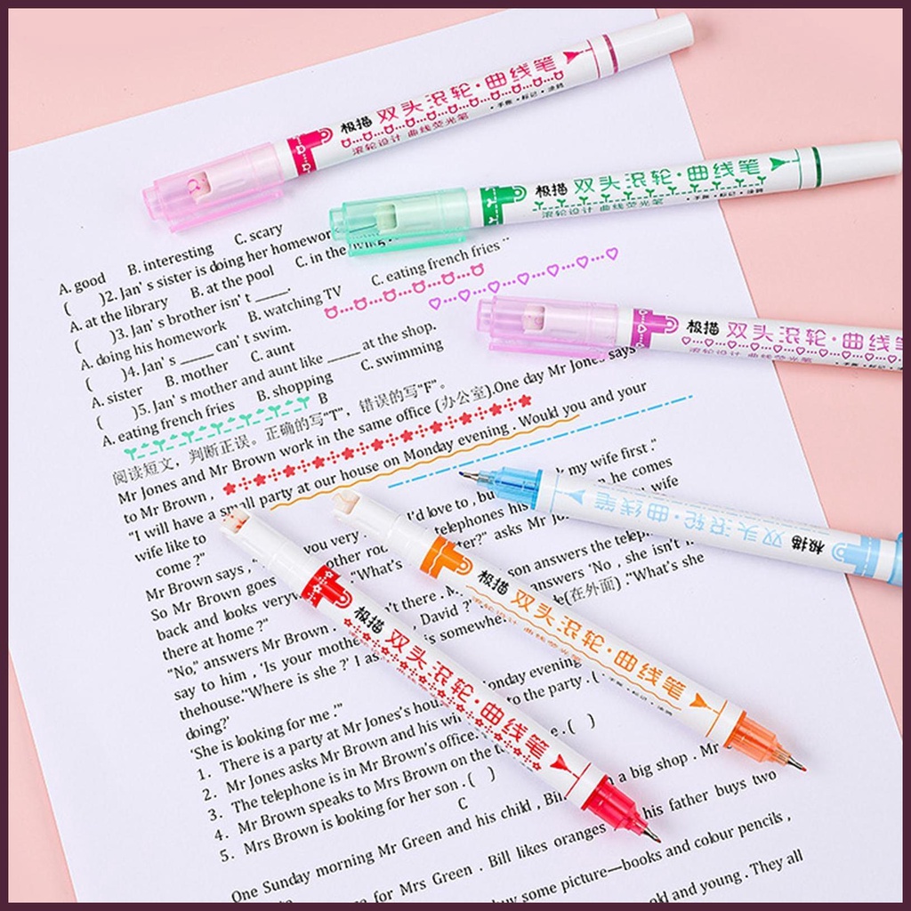 Set 6 Bút Lông Hai Đầu Ngòi Mảnh Vẽ Đường Nét Mảnh Dành Cho Tạp Chí Khảm Đá