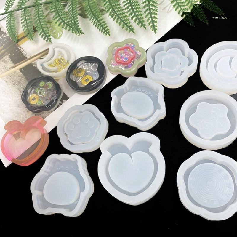 Khuôn Làm Móc Khóa Bằng Silicone Hình Mặt Trăng Có Cát Chảy DIY