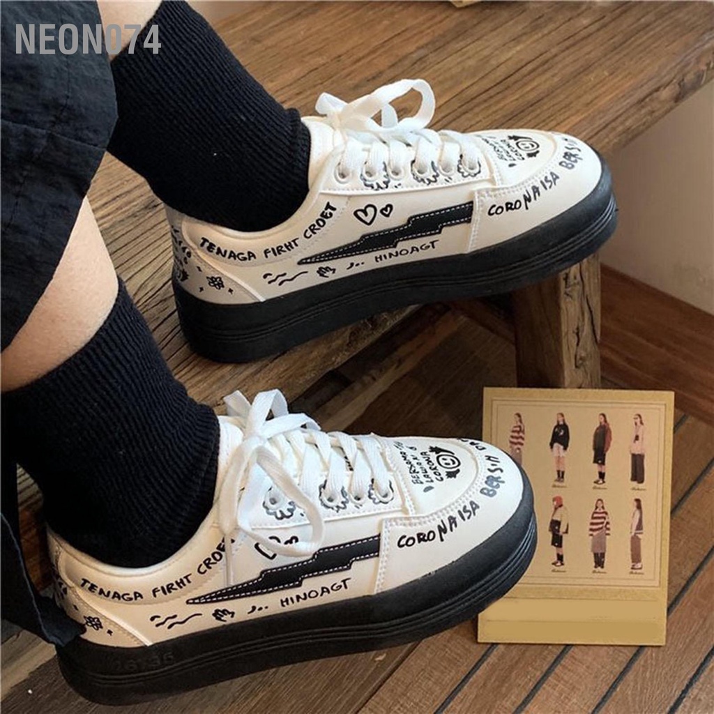 Neon074 Giày Sneaker Bé Gái Đế Dày Phối Ren Thiết Kế Thoải Mái Mũi Tròn Nhân Tạo Cao Su PU Thường Ngày Thu Hàng