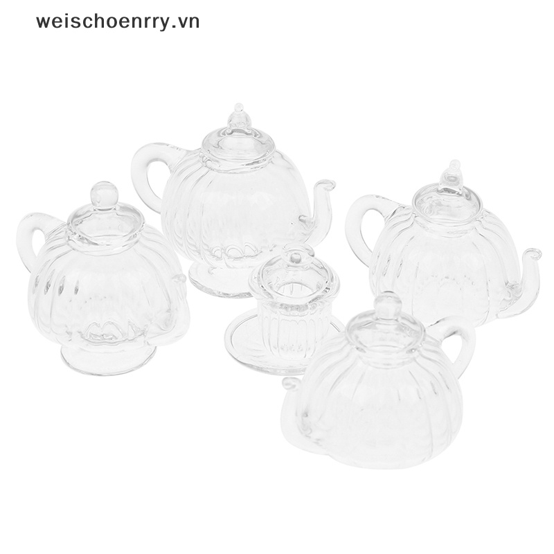 Bình Trà Thủy Tinh Đế Phẳng Mini Tỉ Lệ 1: 12 Trang Trí Nhà Búp Bê