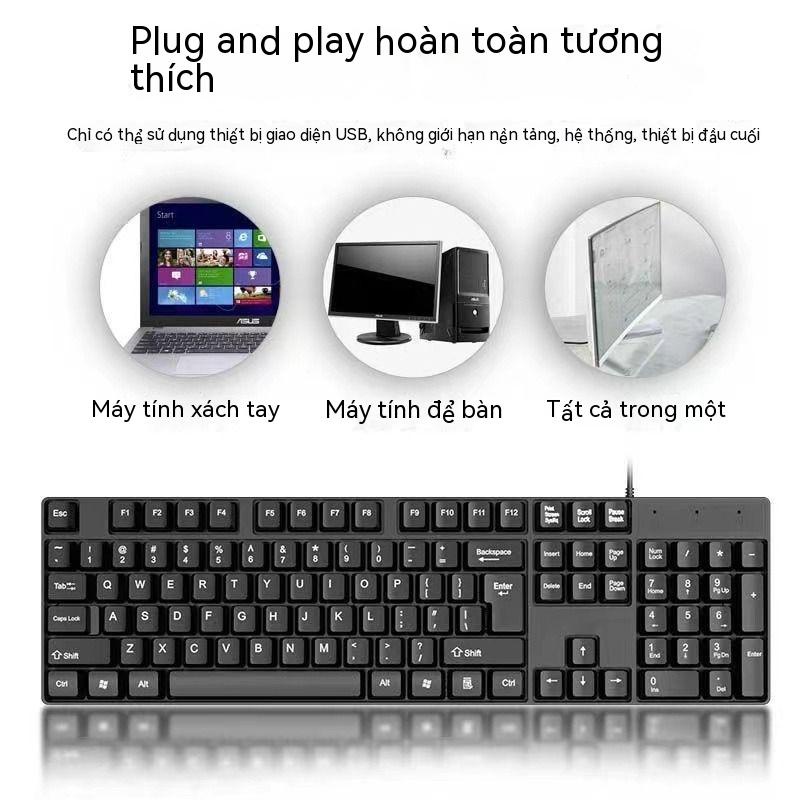 Bộ Bàn Phím Chuột Không Dây Máy Tính USB Máy Tính Để Bàn Máy Tính Xách Tay Văn Phòng Câm Cảm Giác Cơ Học Bàn Phím Có Dây