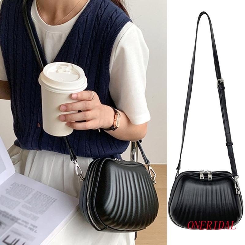 Túi Da PU Đeo Chéo Họa Tiết Sọc Đơn Giản Dành Cho Nữ