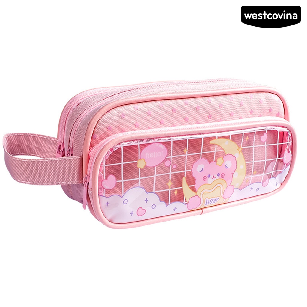 [COD]♪Túi Đựng Bút 3 Ngăn Bằng Vải Canvas Nhỏ Gọn Sức Chứa Lớn