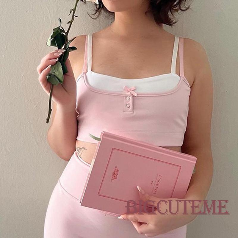 [] - Áo Hai Dây Hở Lưng Ôm Dáng Đính Nơ Thời Trang Mùa Hè Cho Nữ