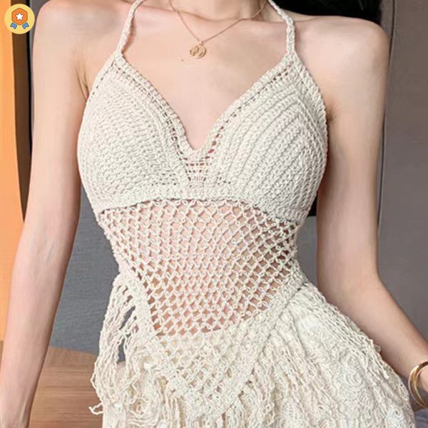 Mới Áo Croptop Dệt Kim HYJP2 Thời Trang Đi Biển Cho Nữ