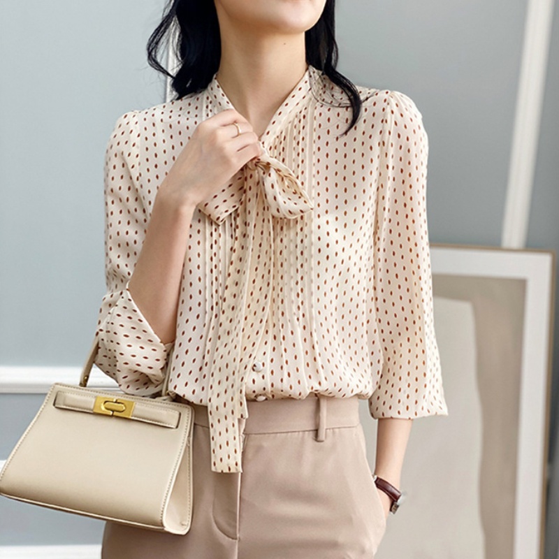 Áo Sơ Mi Chiffon Dài Tay Cao Cấp Phong Cách Phương Tây Thời Trang Mùa Xuân Mới 2023