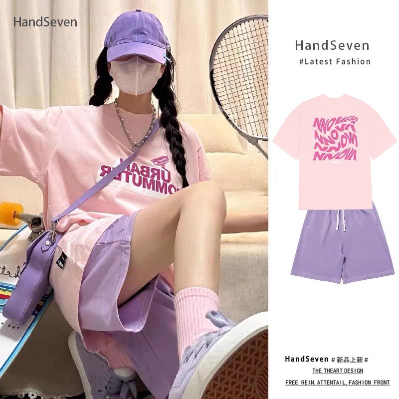 Set Áo Thun Tay Ngắn + Quần Short Thời Trang Mùa Hè Dễ Thương Cho Nữ