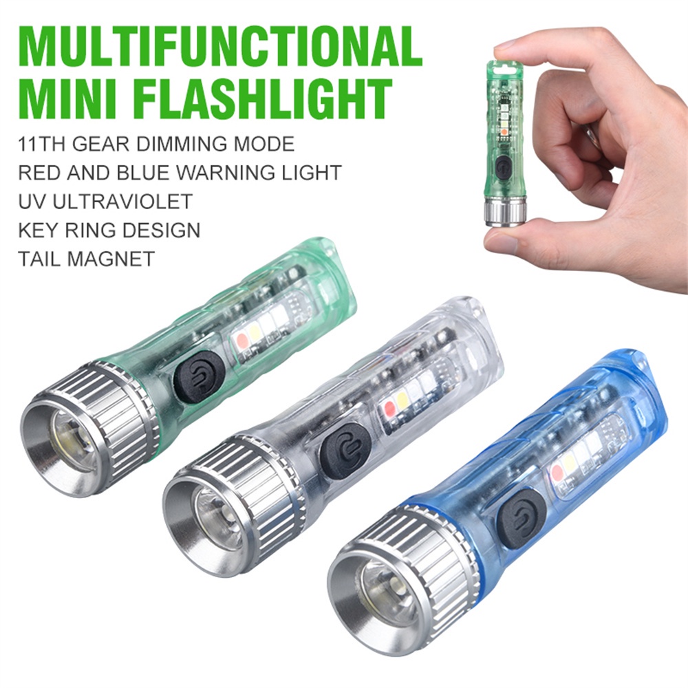 Đèn móc khóa Đèn pin mini Đèn pin sạc có độ sáng cao Đèn pin cắm trại ngoài trời Đèn móc chìa khóa di động Độ sáng cao 500LM