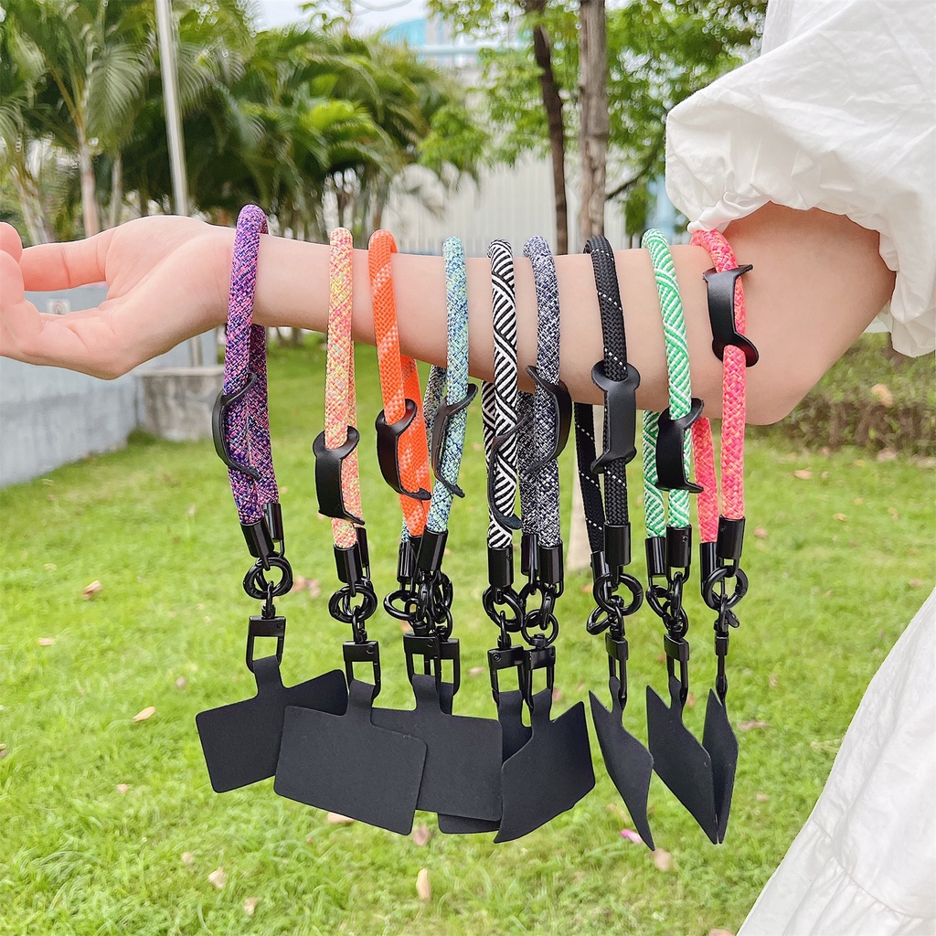 Dây Đeo Cổ Nylon Màu Trơn Có Ngăn Đựng Thẻ ID + Móc Chìa Khóa Cho iphone / airpods Ốp