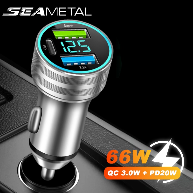 SEAMETAL Tẩu Sạc Hai Cổng USB 12V 66W QC3 PD Tiện Dụng Cho iphone Huawei Xiaomi OPPO